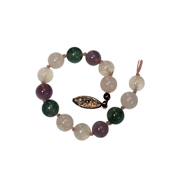 Stone Beaded Bracelet Broken Clasp Missing Pieces 6" - Picture 4 of 5